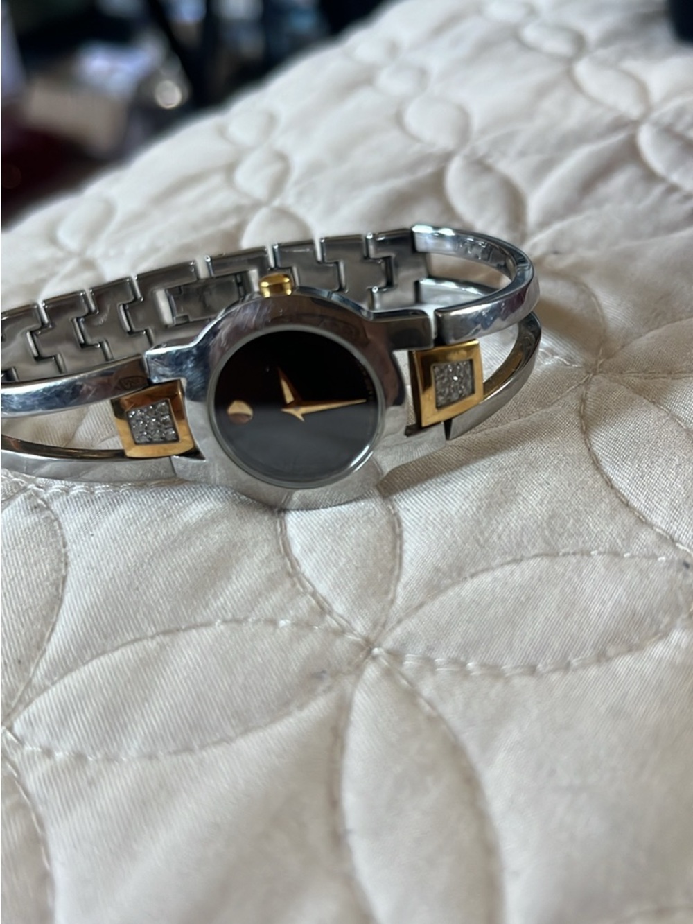 Two tone Swiss movado amorosa with diamond accent